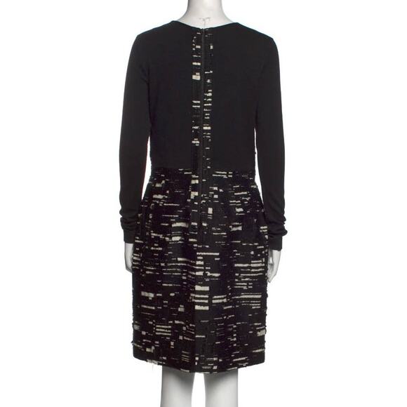 PIAZZA SEMPIONE Black Cream Wool Blend Knit and Textured Dress - Size 8 (M) - Picture 10 of 10